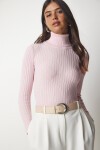 Balıkçı Yaka Fitilli Basic Kazak AÇIK PEMBE LBV0029