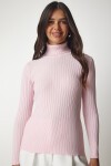 Balıkçı Yaka Fitilli Basic Kazak AÇIK PEMBE LBV0029