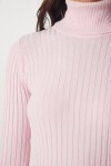 Balıkçı Yaka Fitilli Basic Kazak AÇIK PEMBE LBV0029
