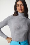 Balıkçı Yaka Fitilli Basic Kazak GRİ LBV0029