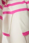 Balıkçı Yaka Oversize Çizgili Triko Kazak PEMBE KEMİK LBV0021