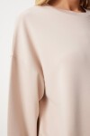 Basic Mevsimlik Modal Örme Sweatshirt KREM LAN0012