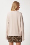 Basic Mevsimlik Modal Örme Sweatshirt KREM LAN0012