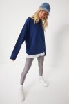 Basic Mevsimlik Modal Örme Sweatshirt LACİVERT LAN0012