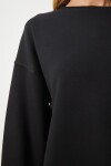 Basic Mevsimlik Modal Örme Sweatshirt SİYAH LAN0012