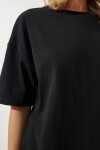 Bisiklet Yaka Kısa Kollu Basic Oversize Örme T-shirt SİYAH LBF0003
