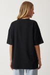 Bisiklet Yaka Kısa Kollu Basic Oversize Örme T-shirt SİYAH LBF0003
