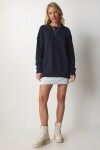 Bisiklet Yaka Oversize Triko Kazak LACİVERT LBV0019