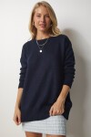 Bisiklet Yaka Oversize Triko Kazak LACİVERT LBV0019
