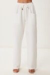 Cepli Geniş Paça Keten Pantolon EKRU LBV0062