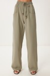 Cepli Geniş Paça Keten Pantolon HAKİ LBV0062