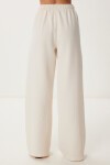 Cepli Geniş Paça Keten Pantolon KREM LBV0062