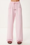 Cepli Geniş Paça Keten Pantolon PEMBE LBV0062