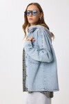 Çıkarılabilir Kapüşonlu Cepli Denim Ceket AÇIK MAVİ LAN0057