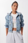 Çıkarılabilir Kapüşonlu Denim Ceket AÇIK MAVİ LAN0072