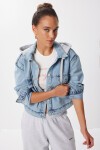 Çıkarılabilir Kapüşonlu Denim Ceket AÇIK MAVİ LAN0072