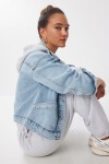 Çıkarılabilir Kapüşonlu Denim Ceket AÇIK MAVİ LAN0072