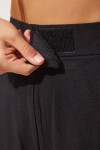 Cırt Cırt Kapamalı Dökümlü Keten Pantolon SİYAH LBV0002