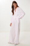 Çizgili Dokuma Gömlek Pantolon Takım PEMBE KEMİK HFN0005