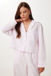 Çizgili Dokuma Gömlek Pantolon Takım PEMBE KEMİK HFN0005