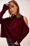Cut Out Detaylı Oversize Triko Kazak BORDO LAS0003
