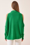 Cut Out Detaylı Oversize Triko Kazak CANLI YEŞİL LAS0009