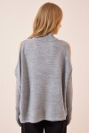 Cut Out Detaylı Oversize Triko Kazak GRİ LAS0003