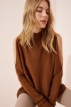Cut Out Detaylı Oversize Triko Kazak KAHVERENGİ LAS0003
