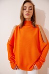 Cut Out Detaylı Oversize Triko Kazak ORANJ LAS0009