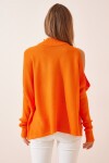 Cut Out Detaylı Oversize Triko Kazak ORANJ LAS0009
