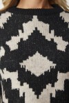Desenli Triko Kazak SİYAH BEJ LBV0016