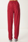 Desenli Yumuşak Dokulu Örme Pijama Altı BORDO LCE0002