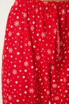 Desenli Yumuşak Dokulu Örme Pijama Altı CANLI KIRMIZI LCE0002