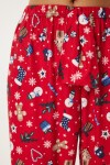 Desenli Yumuşak Dokulu Örme Pijama Altı KIRMIZI BEYAZ LCE0002