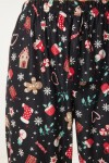 Desenli Yumuşak Dokulu Örme Pijama Altı SİYAH BEJ LCE0002