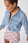 Fermuarlı Denim Ceket AÇIK MAVİ LAN0056