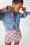 Fermuarlı Denim Ceket AÇIK MAVİ LAN0056