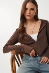 Fermuarlı Kapüşonlu Yumuşak Modal Sweatshirt KAHVERENGİ LAN0059