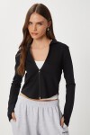 Fermuarlı Kapüşonlu Yumuşak Modal Sweatshirt SİYAH LAN0059