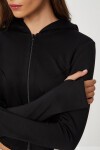 Fermuarlı Kapüşonlu Yumuşak Modal Sweatshirt SİYAH LAN0059