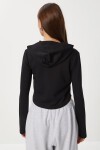 Fermuarlı Kapüşonlu Yumuşak Modal Sweatshirt SİYAH LAN0059