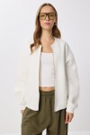 Fermuarlı Şardonlu Örme Sweatshirt EKRU LAN0066