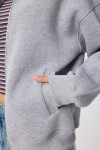Fermuarlı Şardonlu Örme Sweatshirt GRİ MELANJ LAN0066
