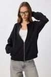 Fermuarlı Şardonlu Örme Sweatshirt SİYAH LAN0066