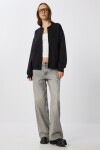 Fermuarlı Şardonlu Örme Sweatshirt SİYAH LAN0066