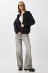 Fermuarlı Şardonlu Örme Sweatshirt SİYAH LAN0066