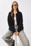 Fermuarlı Şardonlu Örme Sweatshirt SİYAH LAN0066