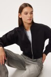 Fermuarlı Şardonlu Örme Sweatshirt SİYAH LAN0085