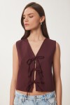 Fiyonk Bağlamalı Dokuma Yelek BORDO LBV0057