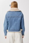 İçi Kürklü Polo Yaka Denim Ceket MAVİ LAN0073